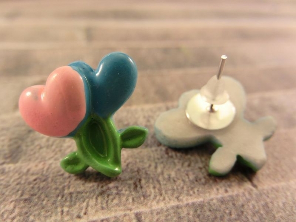 Blumen Ohrstecker Herz Blüte Rose Liebe Love